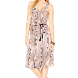 Lucky Brand Printed Belt Midi Dress